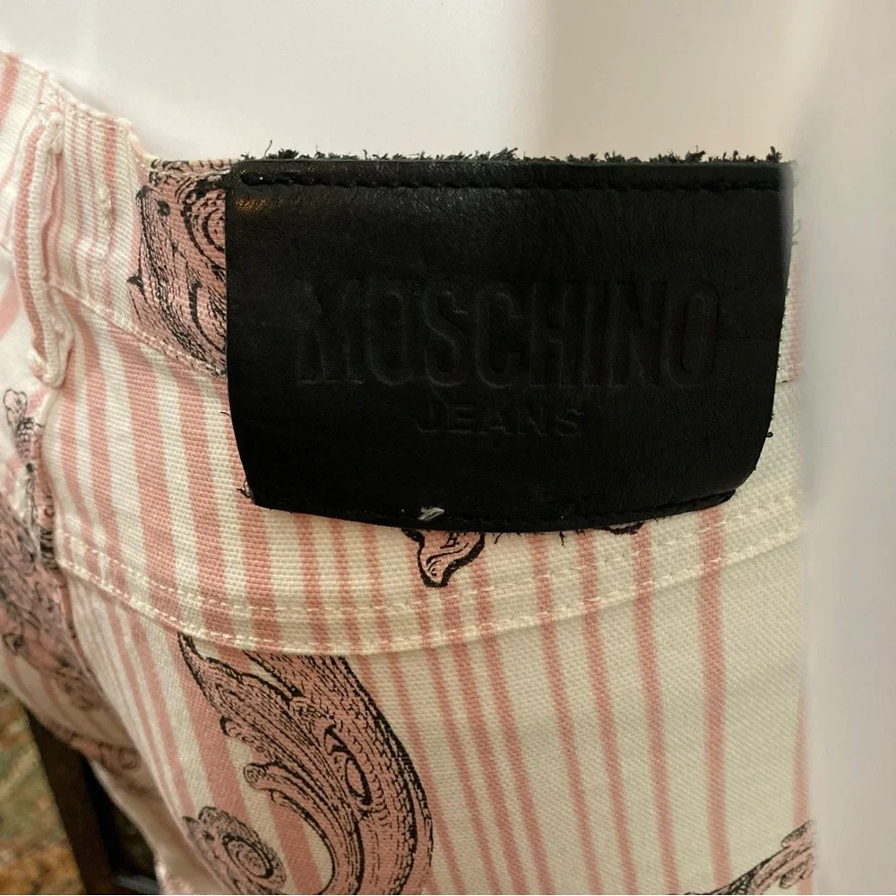 Moschino Jeans Pink Striped Boot Cut Printed Pants - Picture 7 of 12